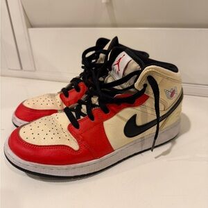 Nike Red and Cream High-Top Sneakers